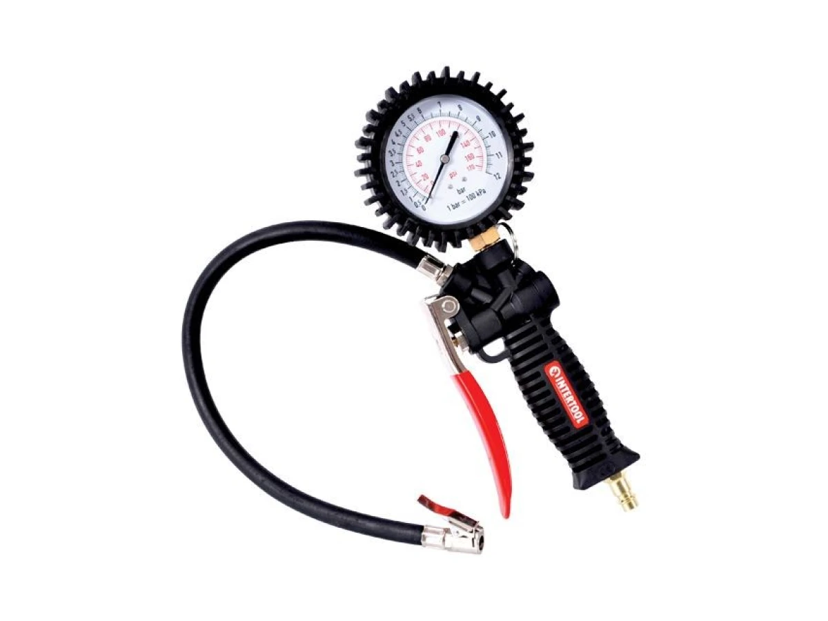 Пістолет для підкачування коліс з манометром пневматичний професiйний INTERTOOL PT-0510 