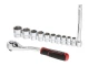 Набір головок 3/8" 10-24 мм, подовжувач, рукоятка з храповим механізмом 72 зубця, 12 од., Cr-V STORM INTERTOOL ET-8013 