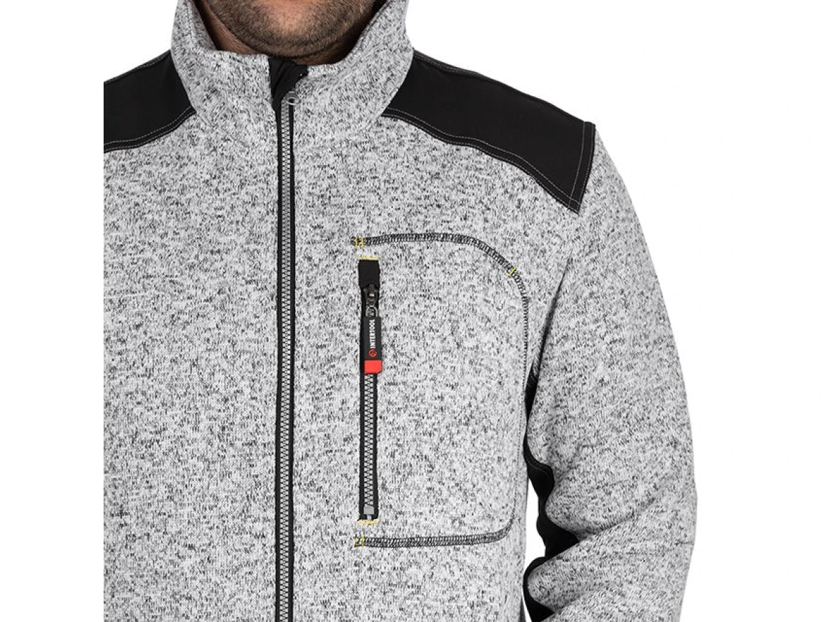 Куртка в'язана SOFTSHELL сірого кольору з чорними вставками, тканина - 100% поліестер 270 G, з кишенею на грудях і двома бічними, розмір XXL INTERTOOL SP-3115 