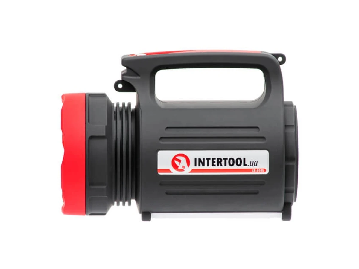 Ліхтар акумуляторний 1 LED 5 W + 22 SMD, виносна сонячна панель, виносні 2 led лампи, кабель для зарядки телефону-планшета INTERTOOL LB-0105 