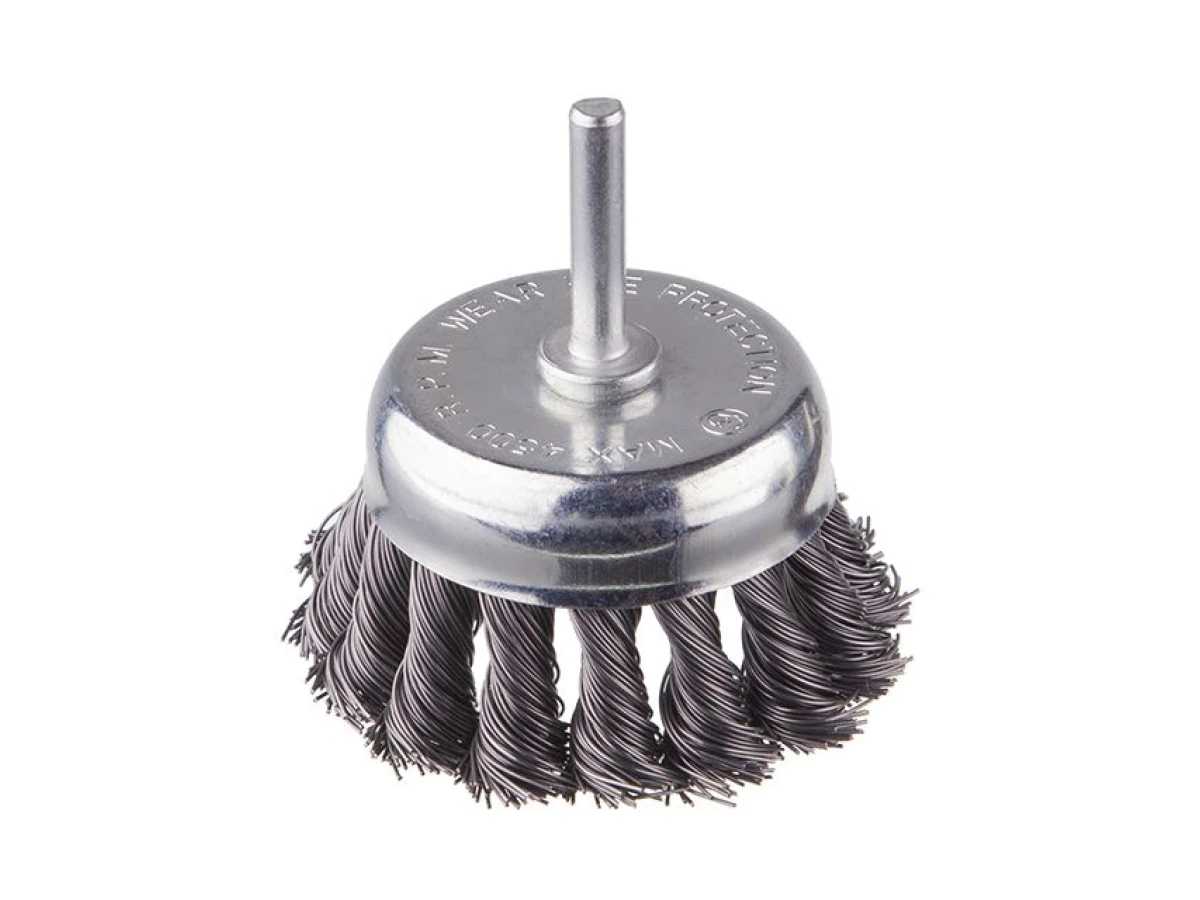 Щітка чашкова 75 мм для дриля, 1/4" (пучки крученого дроту) INTERTOOL BT-3075 