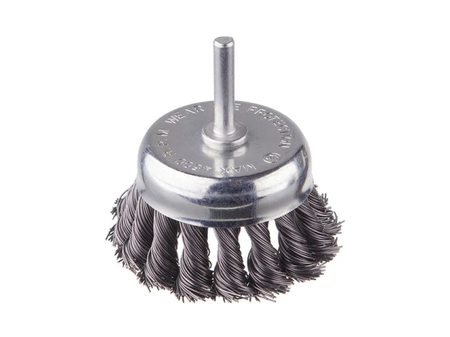 Щітка чашкова 75 мм для дриля, 1/4" (пучки крученого дроту) INTERTOOL BT-3075 