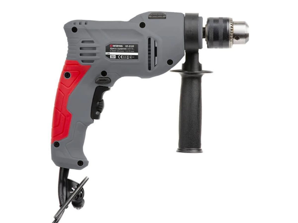 Дрель ударная 600 Вт, 0-3000 об/мин, 1.5-13мм, реверс INTERTOOL DT-0109 