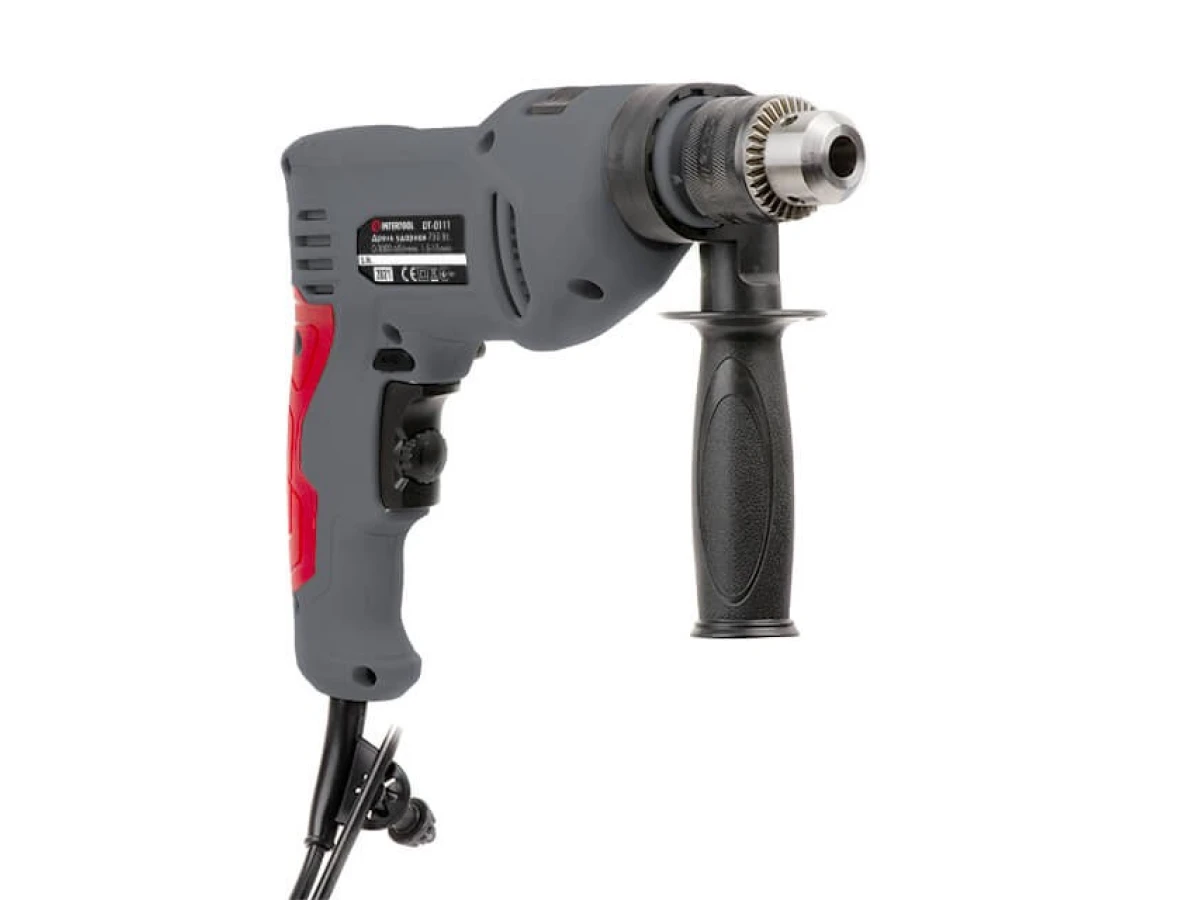 Дрель ударная 750Вт, 0-3000 об/мин, 1.5-13мм реверс INTERTOOL DT-0111 