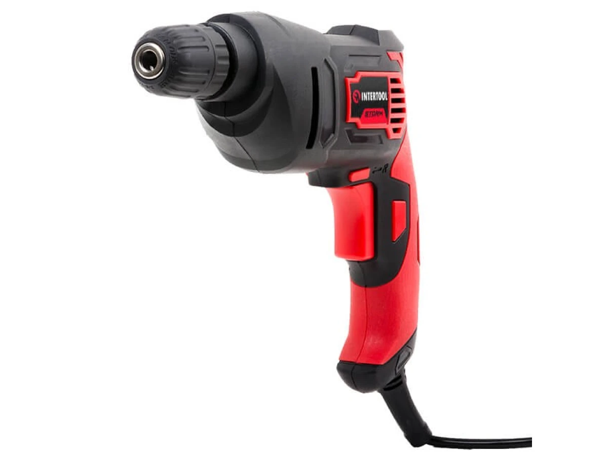 Дрель электрическая 500 Вт, 0-2400 об/мин, 0.8-10 мм, быстрозажимной патрон, реверс INTERTOOL WT-0115 