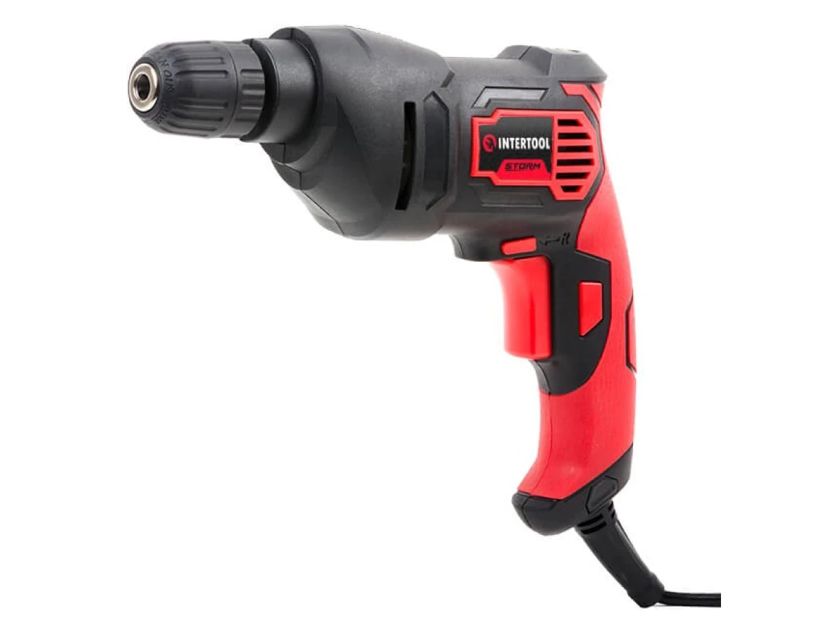 Дрель электрическая 500 Вт, 0-2400 об/мин, 0.8-10 мм, быстрозажимной патрон, реверс INTERTOOL WT-0115 