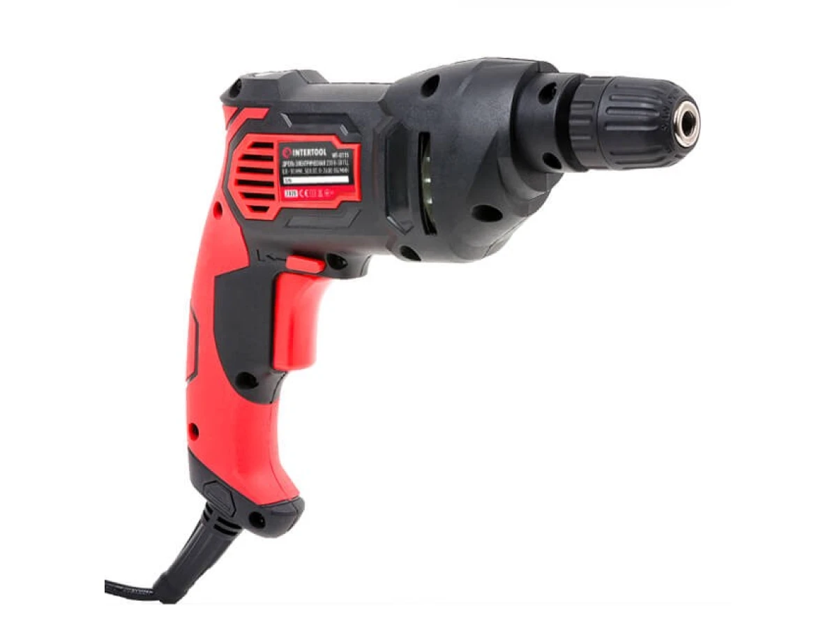 Дрель электрическая 500 Вт, 0-2400 об/мин, 0.8-10 мм, быстрозажимной патрон, реверс INTERTOOL WT-0115 