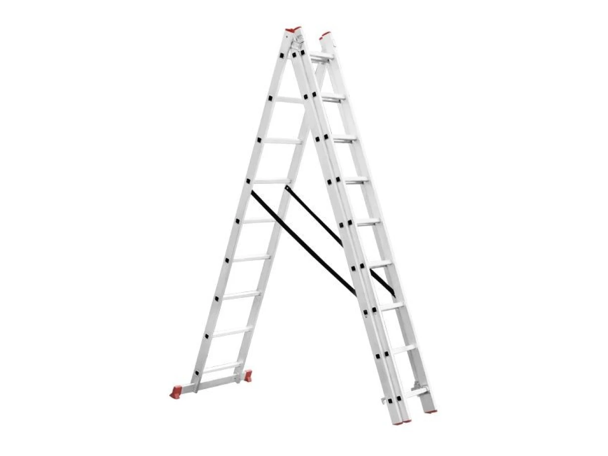 Лестница алюминиевая, 3-х секционная универсальная раскладная, 3*9 ступ., 5,93 м INTERTOOL LT-0309 