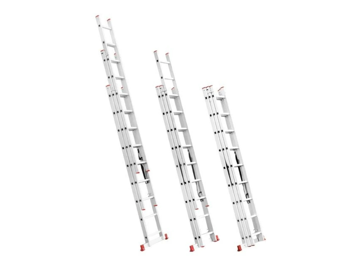 Лестница алюминиевая, 3-х секционная универсальная раскладная, 3*9 ступ., 5,93 м INTERTOOL LT-0309 
