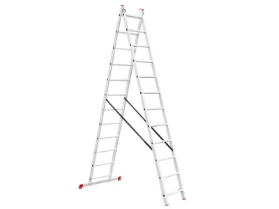 Лестница алюминиевая, 2-х секционная, универсальная, раскладная, 2*12 ступ., 5,9 м INTERTOOL LT-0212