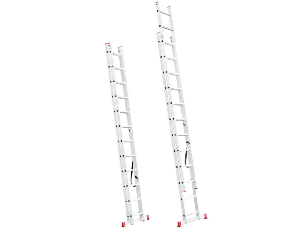 Лестница алюминиевая, 2-х секционная, универсальная, раскладная, 2*12 ступ., 5,9 м INTERTOOL LT-0212 