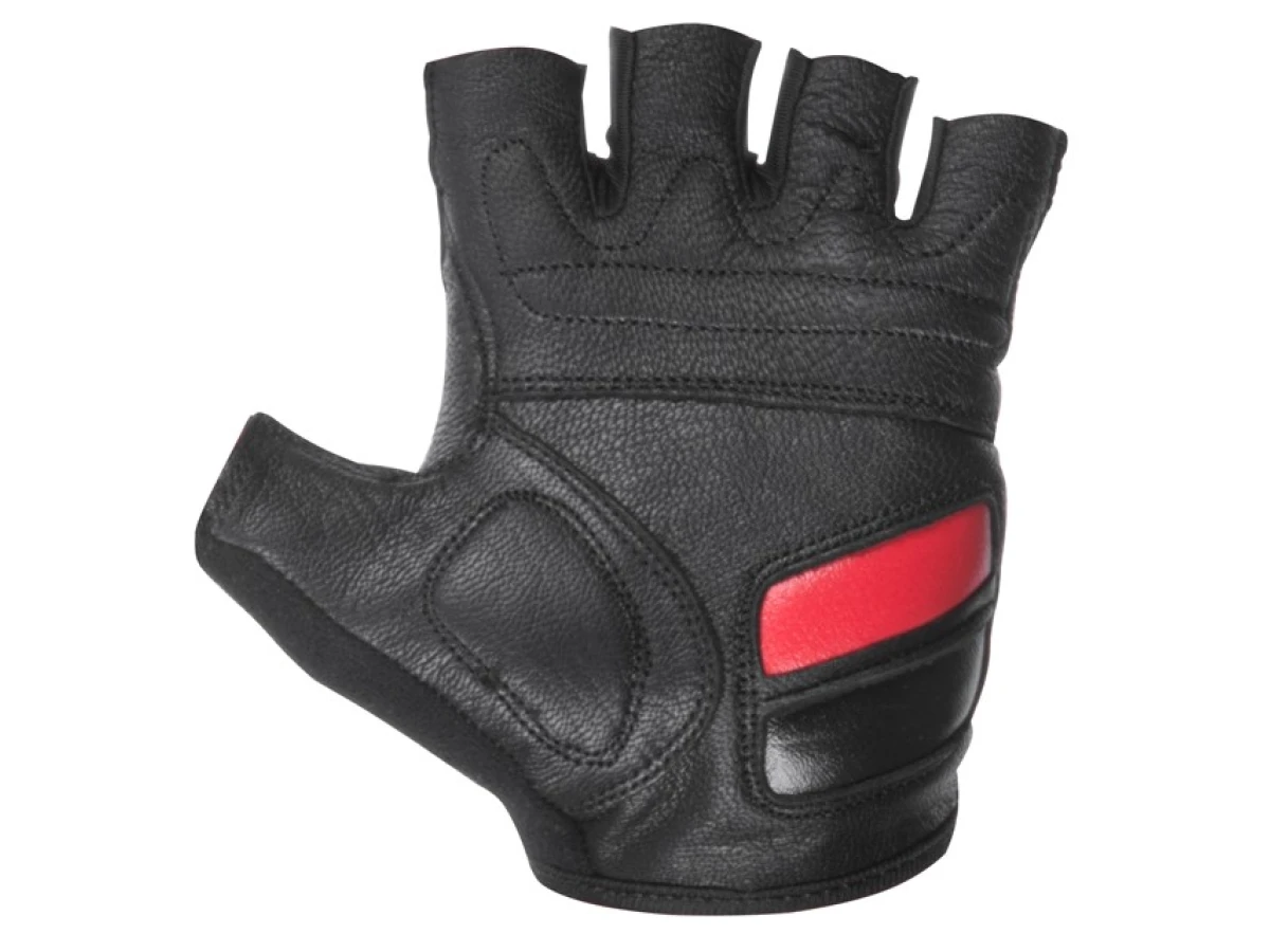 Перчатка без пальцев, кожанная, гелевые и резиновые вставки на ладони, вставки из дышащего неопрена,фиксация ремешком на липучке,10" INTERTOOL SP-0147 