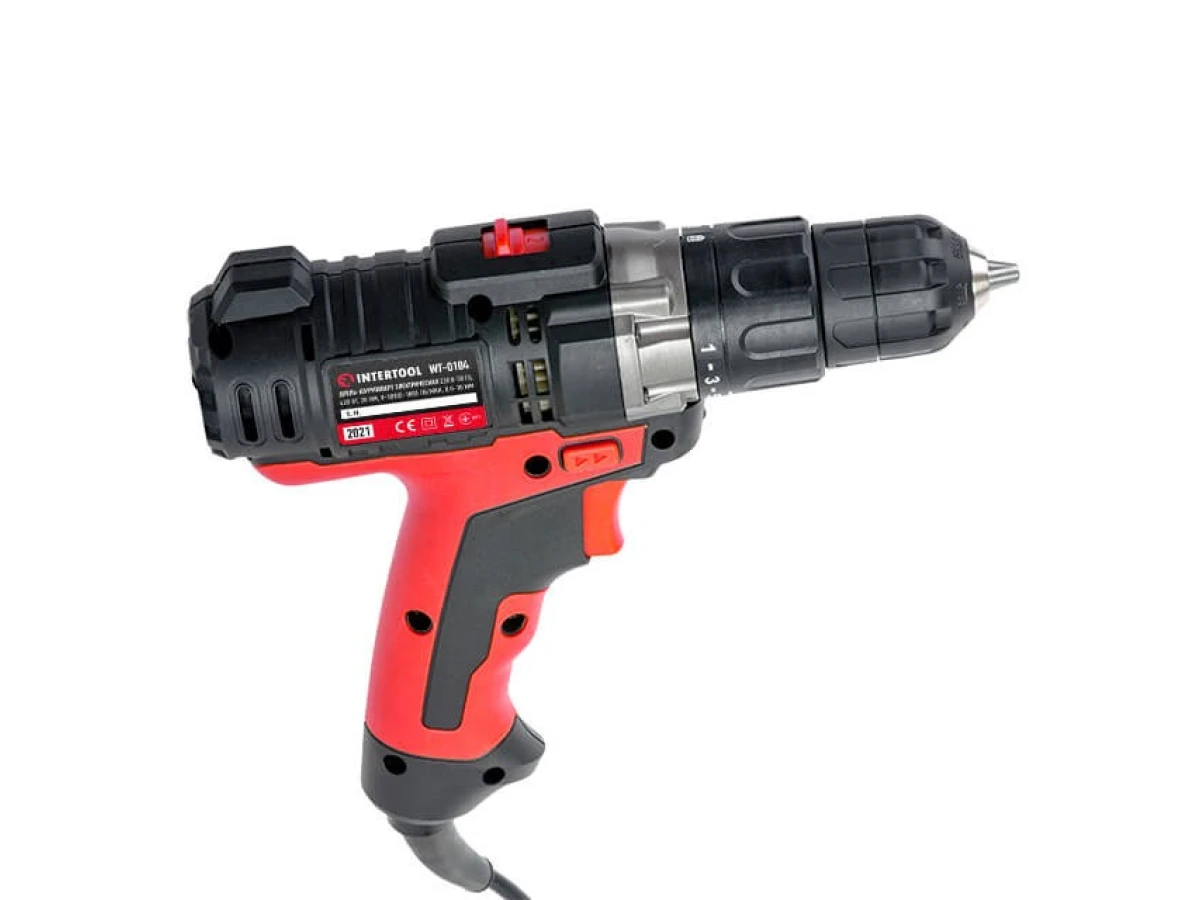 Дриль-шурупокрут електричний 420 Вт, 0-500/0-1800 об/хв., 0.8-10 мм, макс. крутний момент 20 Нм INTERTOOL WT-0104 