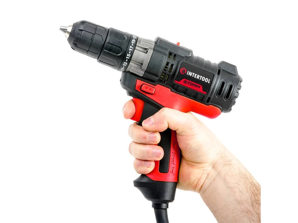 Дриль-шурупокрут електричний 420 Вт, 0-500/0-1800 об/хв., 0.8-10 мм, макс. крутний момент 20 Нм INTERTOOL WT-0104 