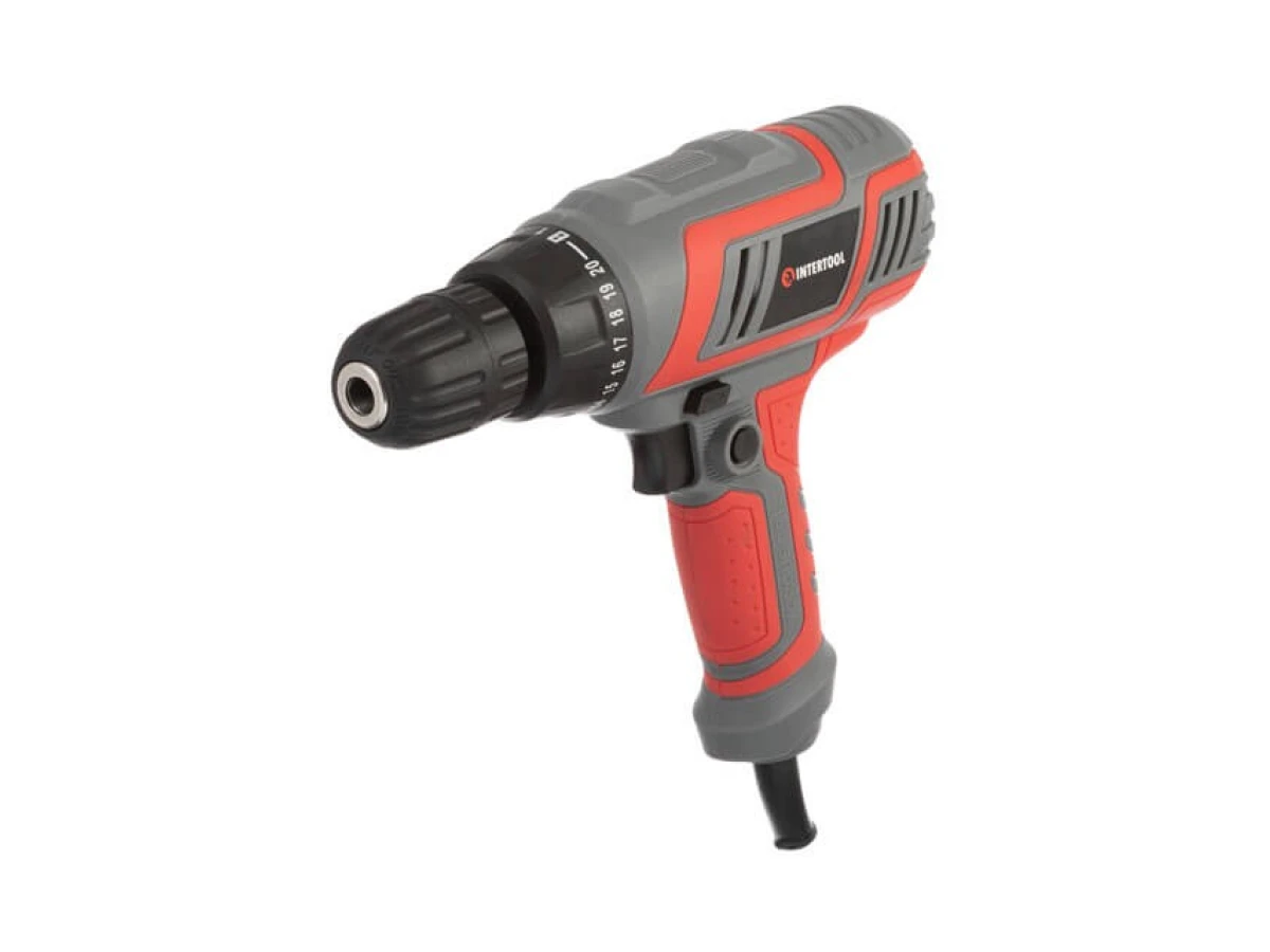 Дриль-шурупокрут електричний 320 Вт, 220 В, 0-750 об/хв., 0.8-10 мм, 10 Нм INTERTOOL DT-0103 
