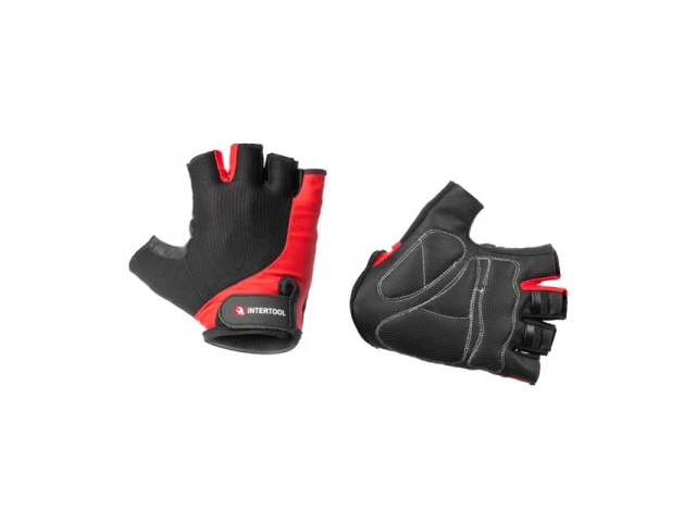 Перчатка без пальцев,экокожа "sryno", дышащая ткань на тыльной стороне из лайкры, защитные вставки на ладони,фиксация ремешком на липучке, 10 " INTERTOOL SP-0144 