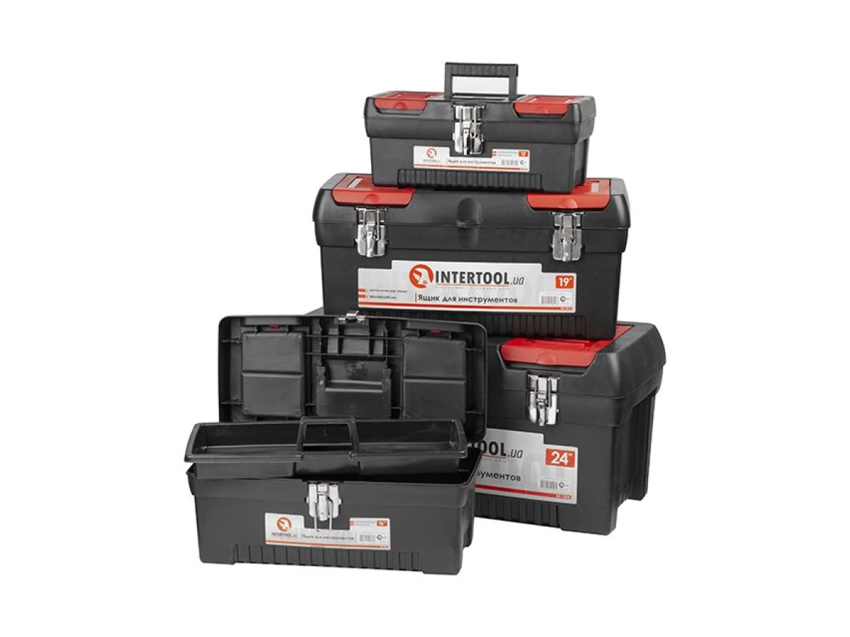 Комплект ящиків для інструментів з металевими замками, 4 од. INTERTOOL BX-0004 