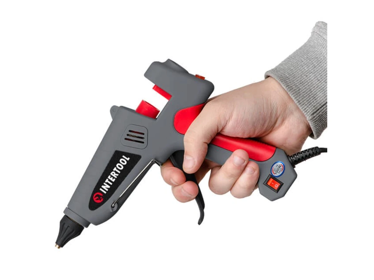 Пістолет клейовий 100 Вт, 230 В, 215-230 °C під стрижні 10.8-11.5 мм, 13-30 г/хв. INTERTOOL RT-1106 