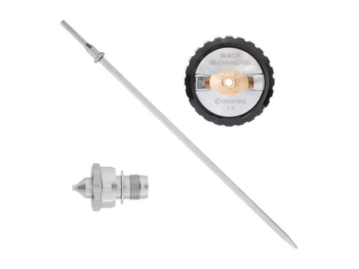 Комплект 1.4мм форсунка, воздушная головка, игла к краскопультам HVLP BLACK M-DIAMOND (PT-0163, PT-0164, PT-0168) STORM INTERTOOL PT-2614 