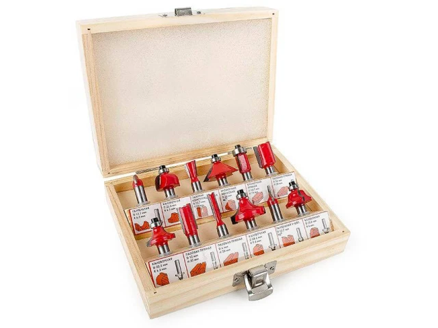 Набір фрез кінцевих по деревині, 12 шт INTERTOOL HT-0071 