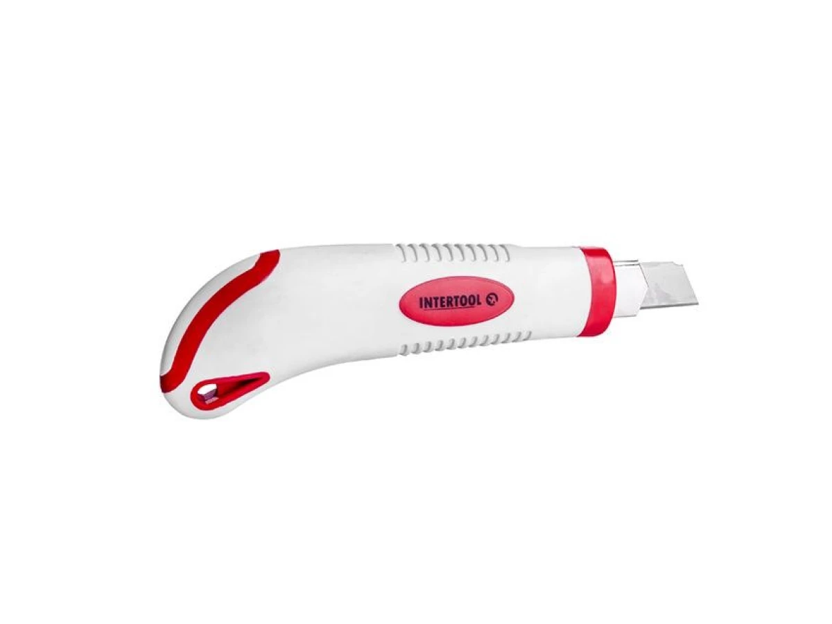 Ніж з 3-ма відламними лезами 18 мм, металева напрямна, протиковзний корпус INTERTOOL HT-0508 