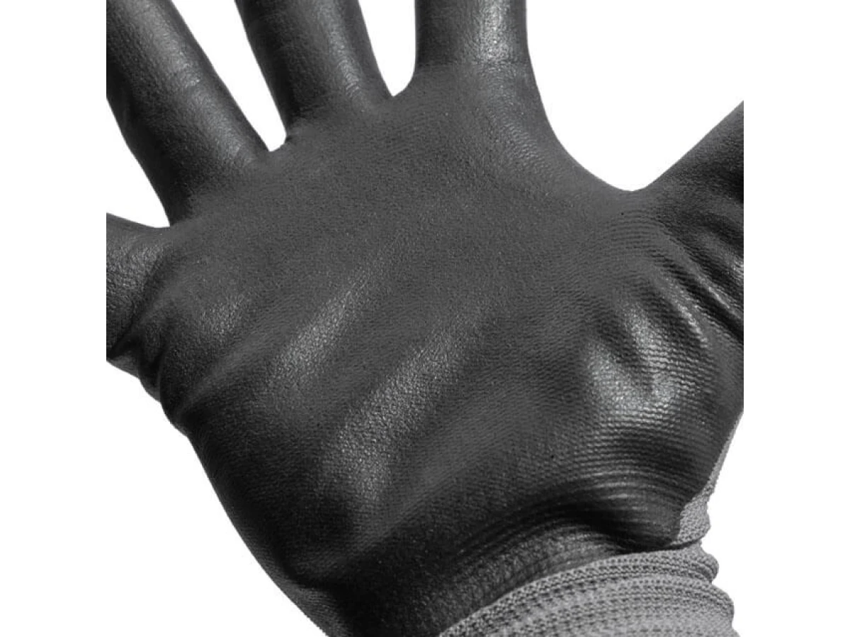 Перчатка трикотажная, синтетическая, серая, покрыта черным нитрилом на ладони, 10" INTERTOOL SP-0122 