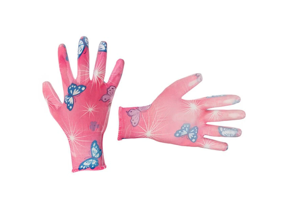 Перчатки садовые с полиуретановым покрытием 8" розовые INTERTOOL SP-0162 