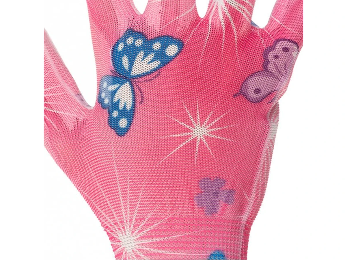 Перчатки садовые с полиуретановым покрытием 8" розовые INTERTOOL SP-0162 