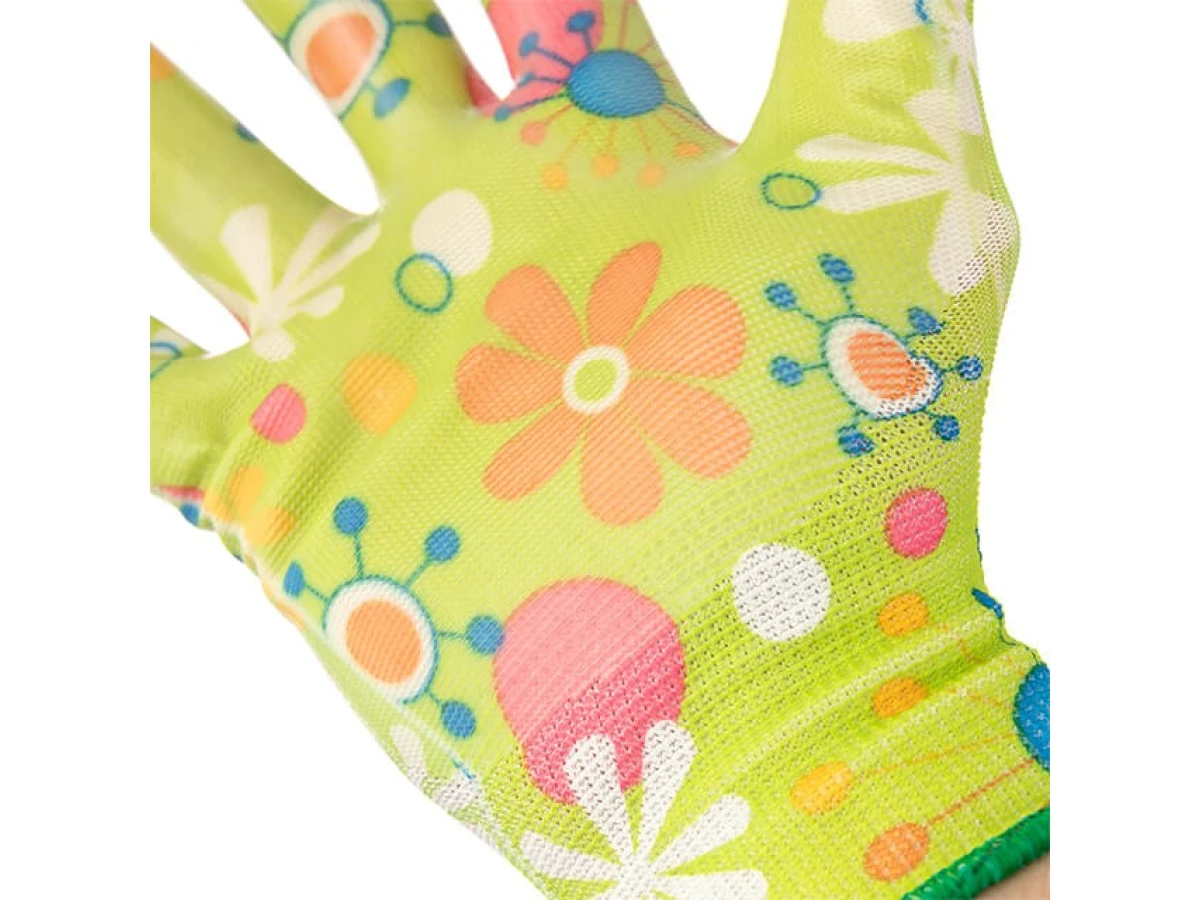 Перчатки садовые с нитриловым покрытием 8" зеленые INTERTOOL SP-0163 