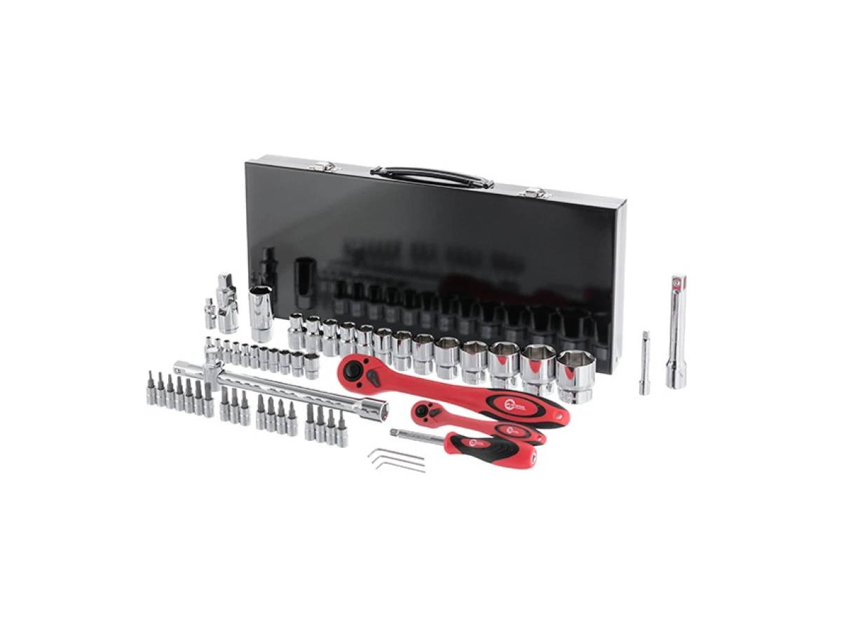 Набір інструментів професійний, 1/2" & 1/4", 56 од. (гол. 4-32мм, біти 18 од.) INTERTOOL ET-6056 