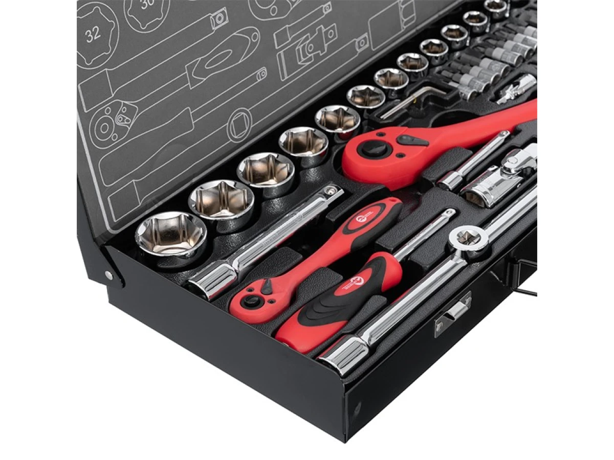 Набір інструментів професійний, 1/2" & 1/4", 56 од. (гол. 4-32мм, біти 18 од.) INTERTOOL ET-6056 