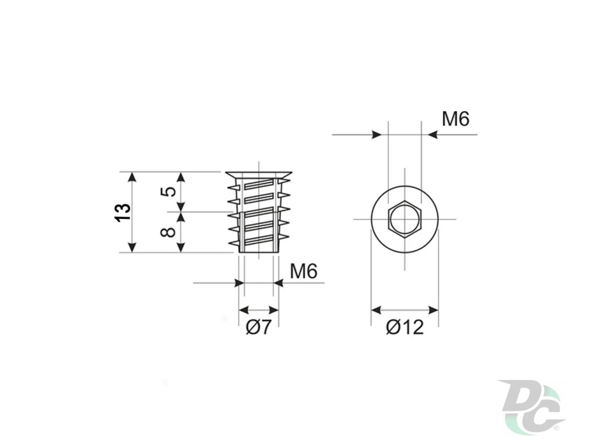 Муфта для ніжки меблевої регульованої М6 Метал 