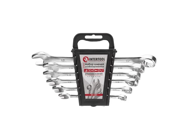 Набір ключів комбінованих 6 шт, 8-17 мм CrV INTERTOOL HT-1201 
