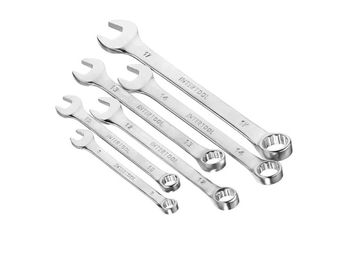 Набір ключів комбінованих 6 шт, 8-17 мм CrV INTERTOOL HT-1201 