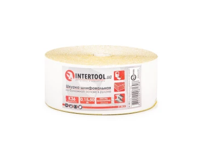 Шлифовальная шкурка на бумажной основе К36, 115 мм * 50 м INTERTOOL BT-0813
