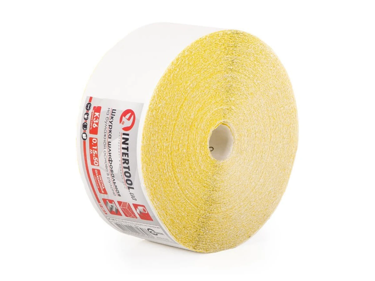 Шлифовальная шкурка на бумажной основе К36, 115 мм * 50 м INTERTOOL BT-0813 