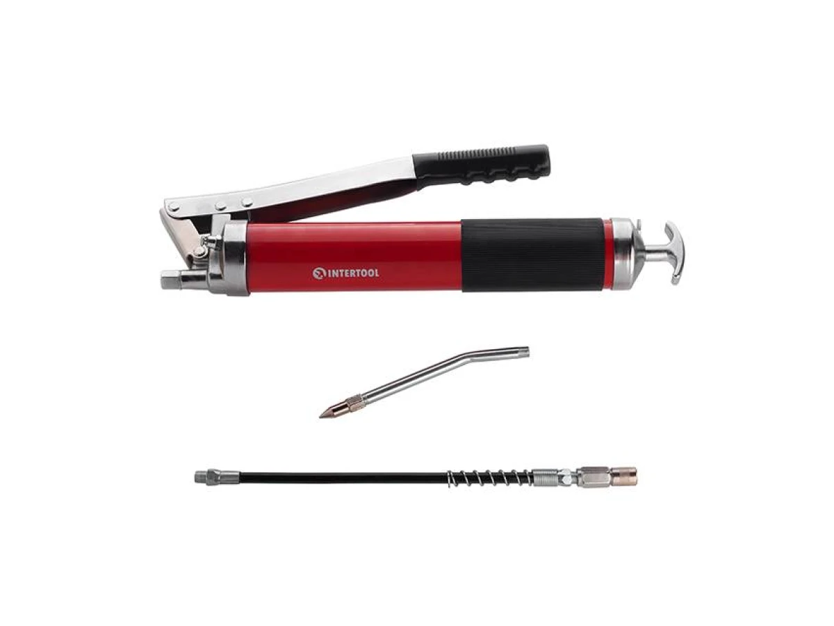 Шприц для смазки двухплунжерный 600см3 с гибким шлангом INTERTOOL HT-0060 