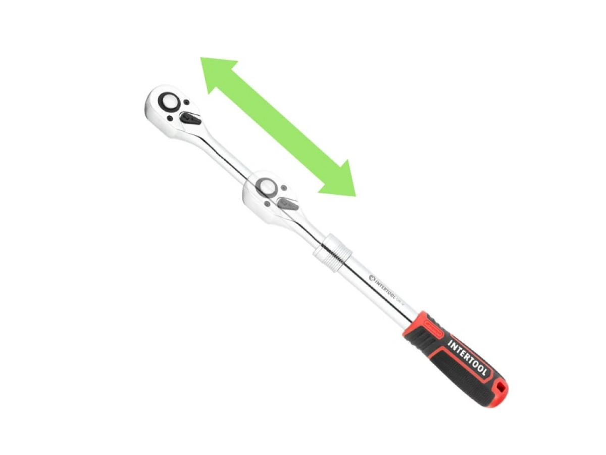 Рукоятка з храповим механізмом телескопічна, 72 зуба 1/2 ", Cr-V STORM INTERTOOL ET-8006 