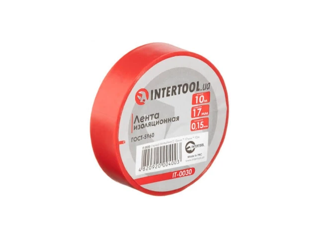 Стрічка ізоляційна, 17 мм * 10 м * 0.15 мм, червона INTERTOOL IT-0030 
