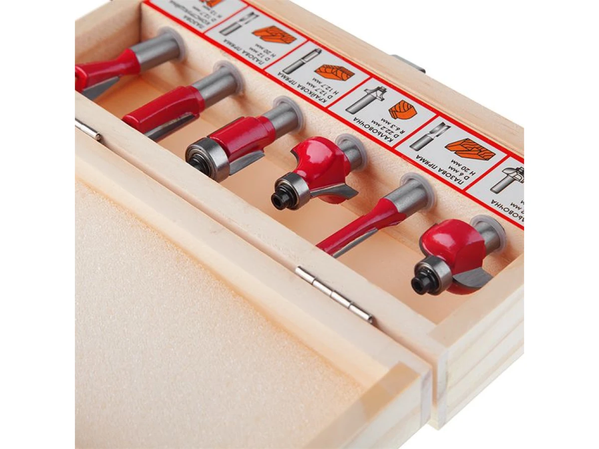 Набір фрез кінцевих по деревині, 6 шт INTERTOOL HT-0072 