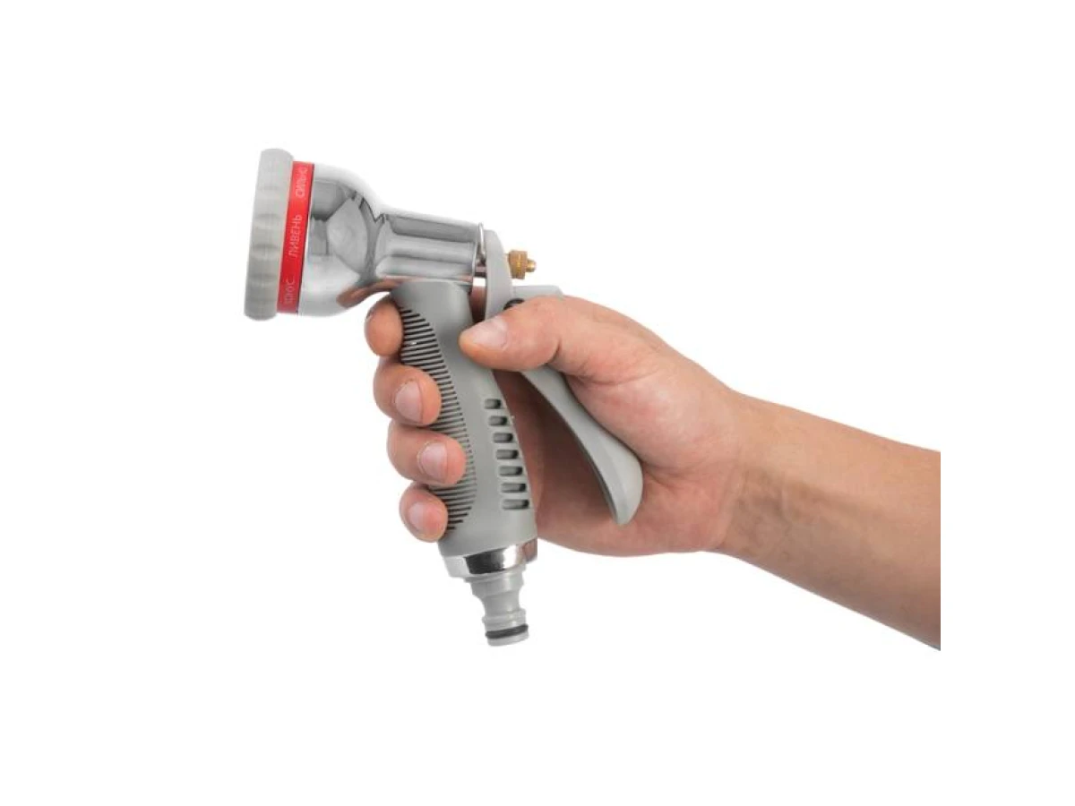 Пистолет-распылитель для полива хромированный, 8 функций INTERTOOL GE-0004 