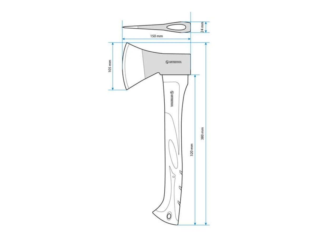 Сокира 600 г, ручка з фібергласу INTERTOOL HT-0261 