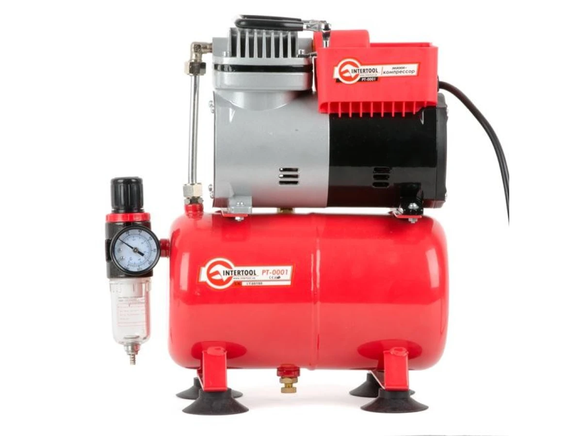 Компресор безмасляний 3 л, 0,3 кВт, 220 В, 3,2атм, 45л / хв INTERTOOL PT-0001 