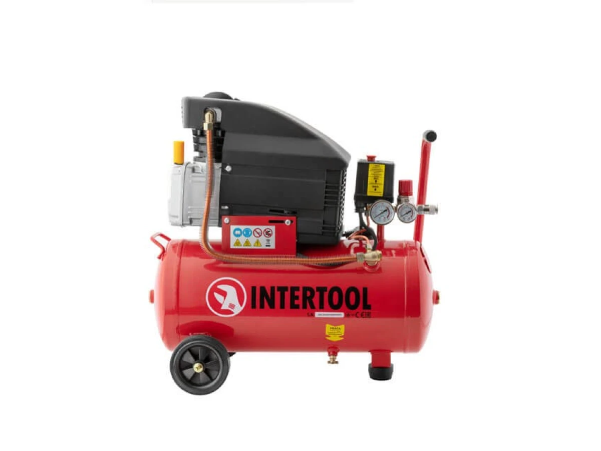 Компресор 24 л, 1500 Вт, 220 В, 8 атм, 206 л/хв. INTERTOOL PT-0010 