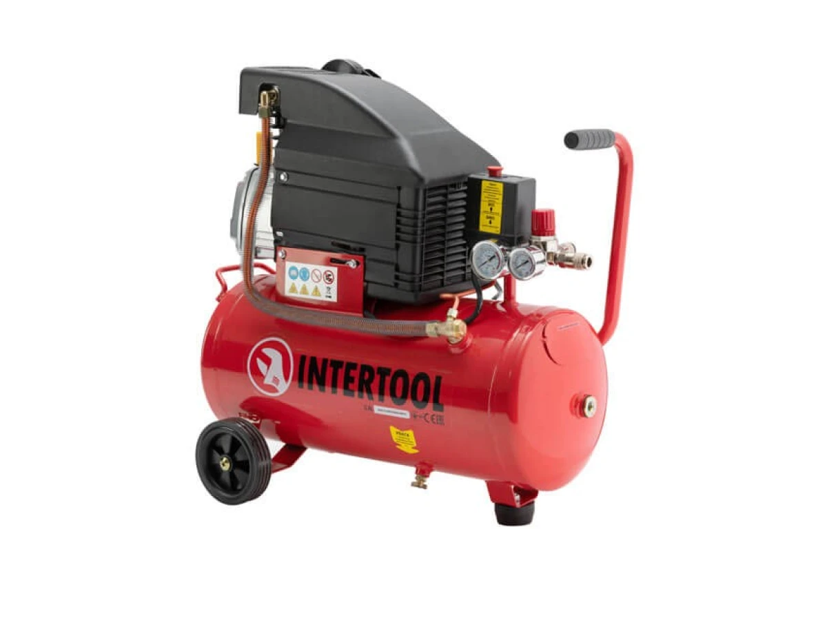 Компресор 24 л, 1500 Вт, 220 В, 8 атм, 206 л/хв. INTERTOOL PT-0010 
