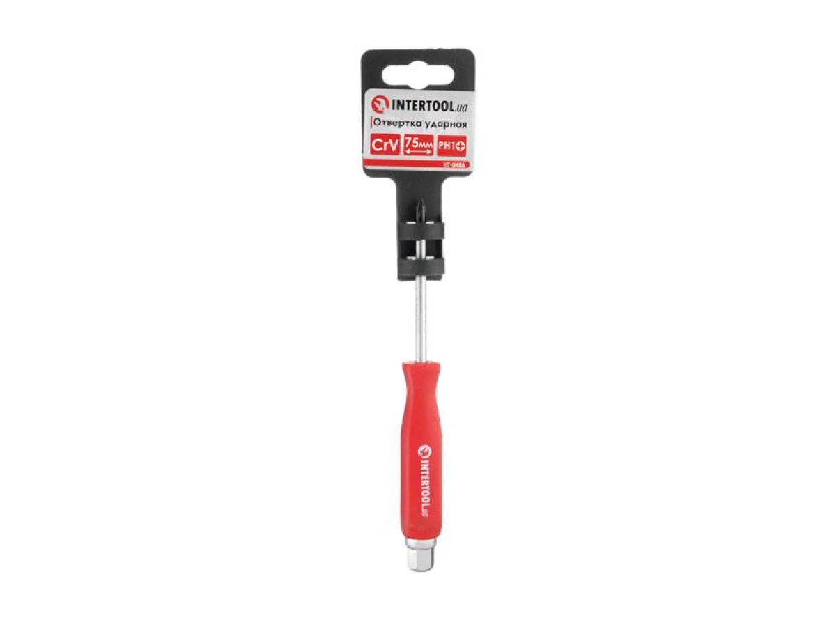 Викрутка ударна PH1*75 мм, CrV INTERTOOL HT-0486 