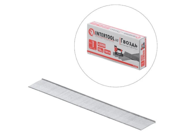 Гвоздь для степлера PT-1603, PT-1612, 18 мм (18GA), 1.0*1.25 мм, 5000 шт/уп. INTERTOOL PT-8618 