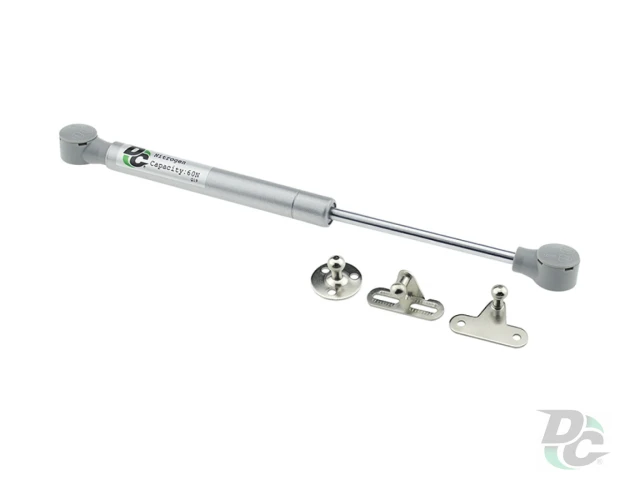 Амортизатор газовый для ДСП 60N удобный монтаж, 3 крепления, серый 