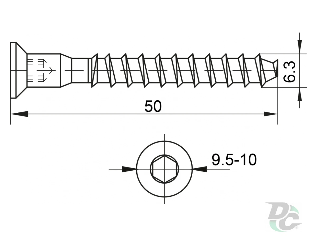 Конфірмат 6.3х50 мм оцинкований 