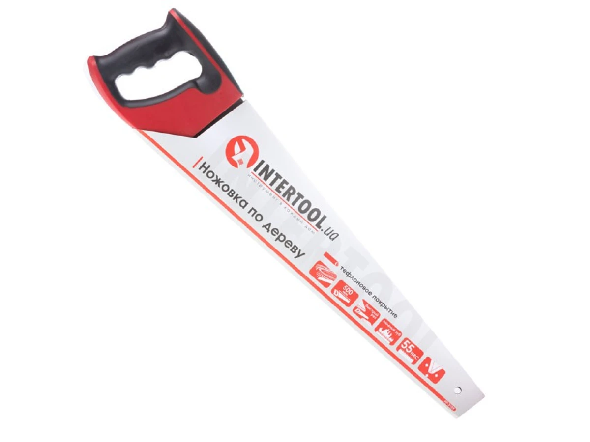 Ножівка по деревині з тефлоновим покриттям 500 мм, з гартованим зубом, потрійне заточування INTERTOOL HT-3109 